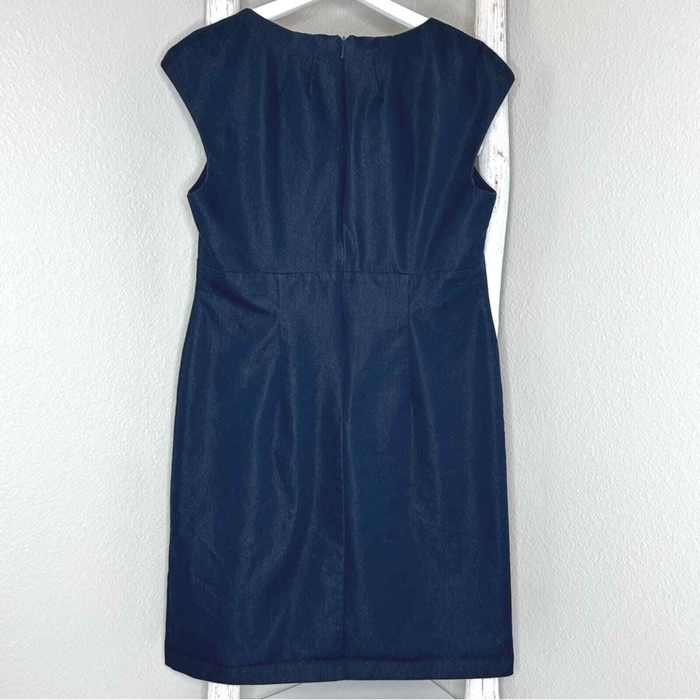 Connected Apparel Dress M Navy Blue Leopard Print Lined Career Party - Picture 2 of 5